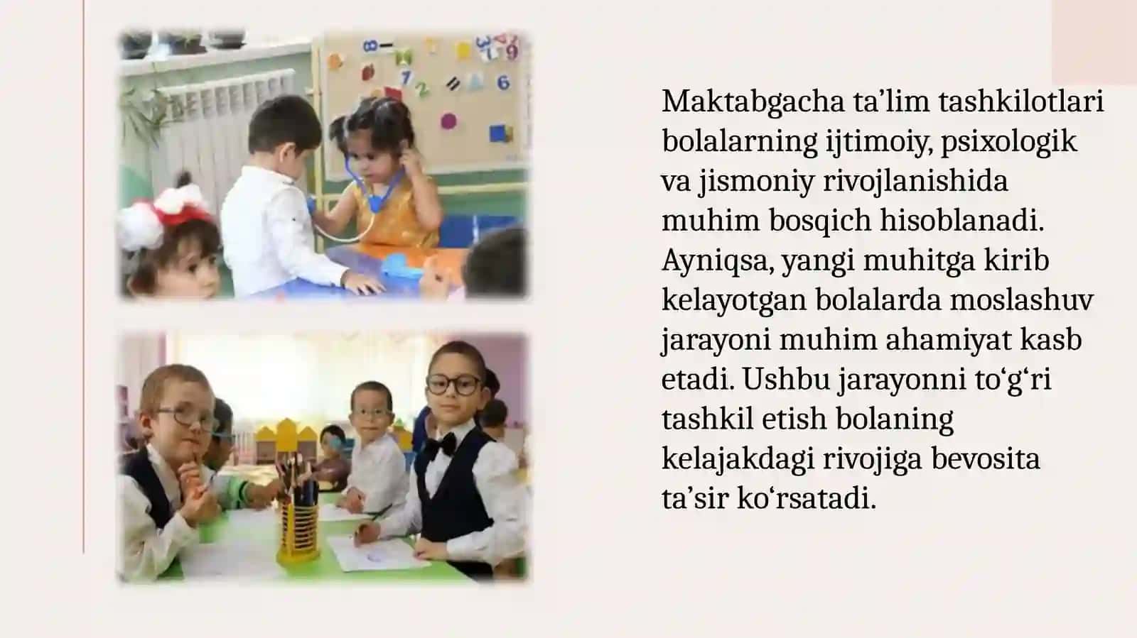 MAKTABAGCHA TA'LIM TASHKILOTLARIDA BOLALARNING MOSLASHUV KO'NIKMALARINI SHAKLLANTIRISH TEXNOLOGIYASI 3