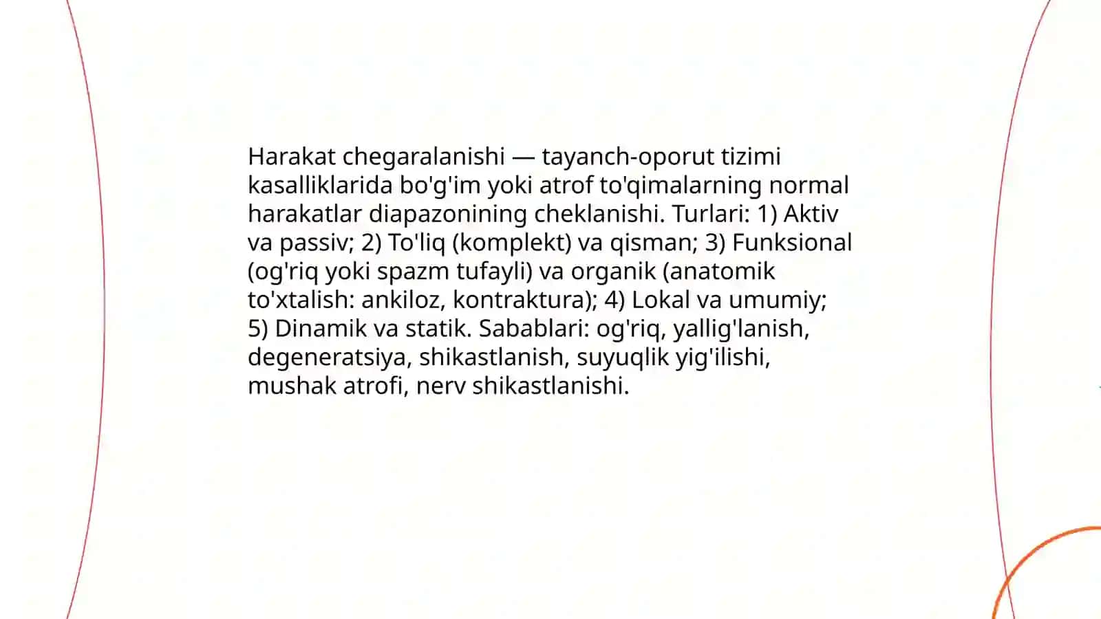 Tayanch oporut tizimi kasalliklarda harakat chegaralanishi 3