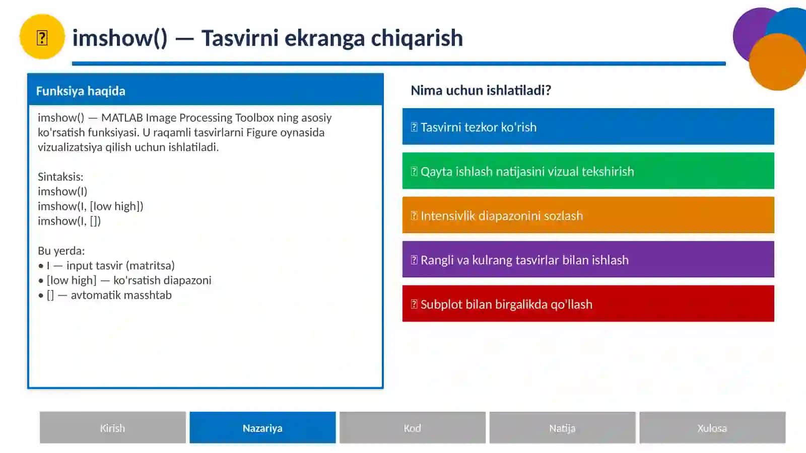 TASVIRLARNI QAYTA ISHLASH 3