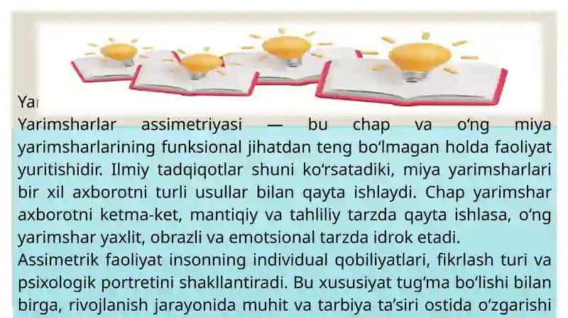 Yarimsharlar assimetriyasi 3