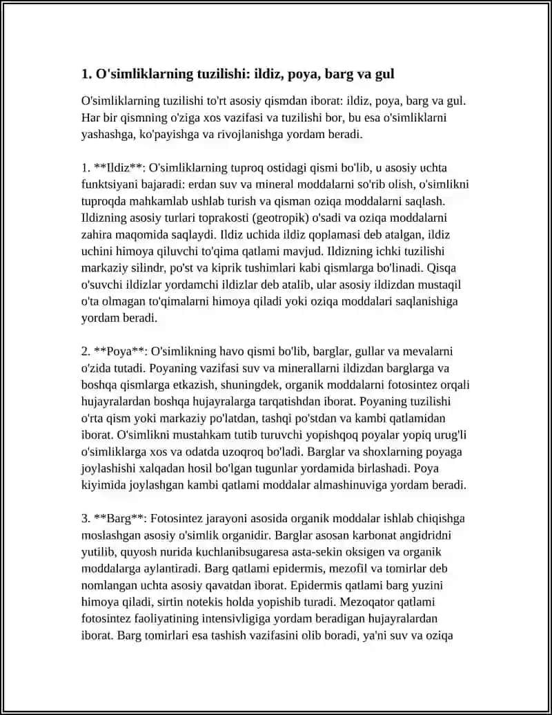 O'SIMLIKLAR HAQIDA MA'LUMOT 3
