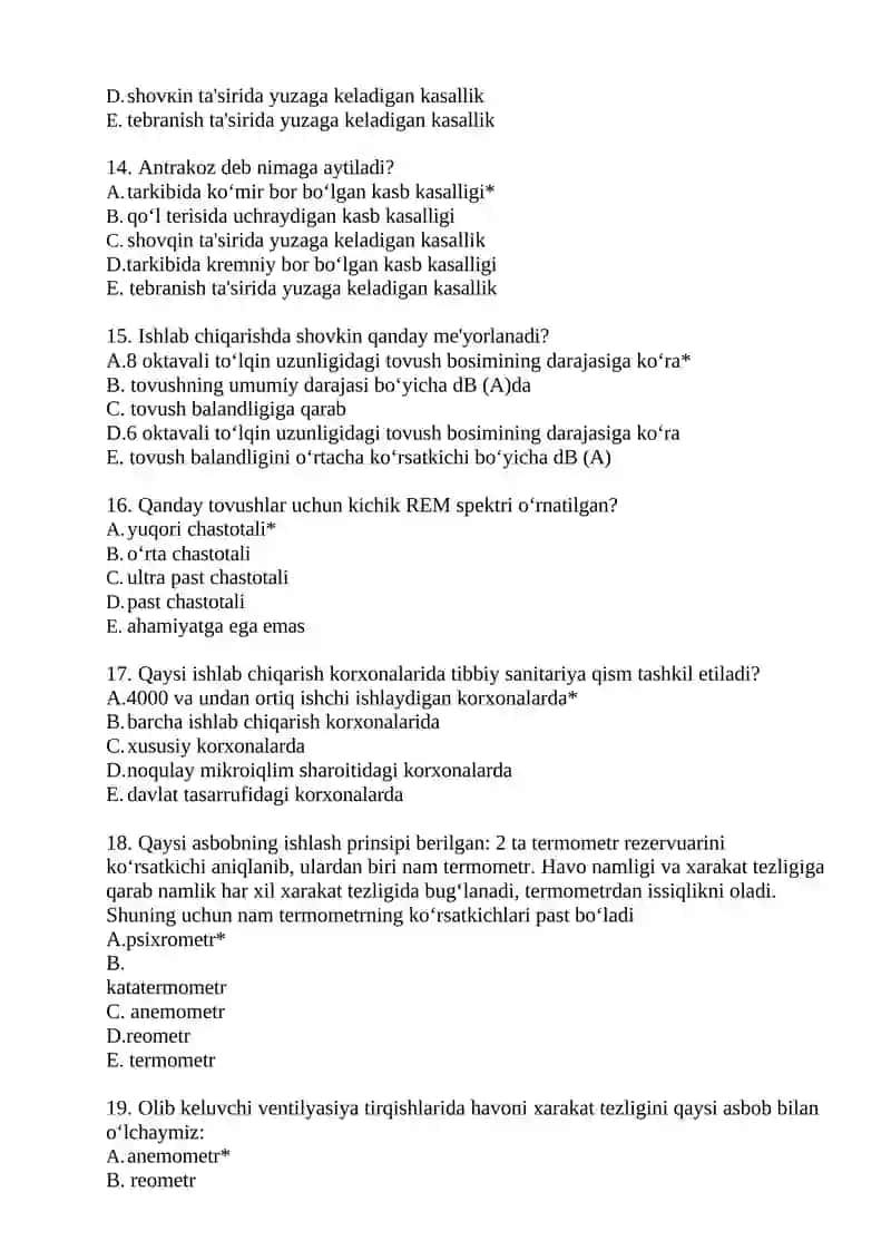 1000 talik test Mehnat muhofazasi va tehnika havfsizligi fanidan 2025 3