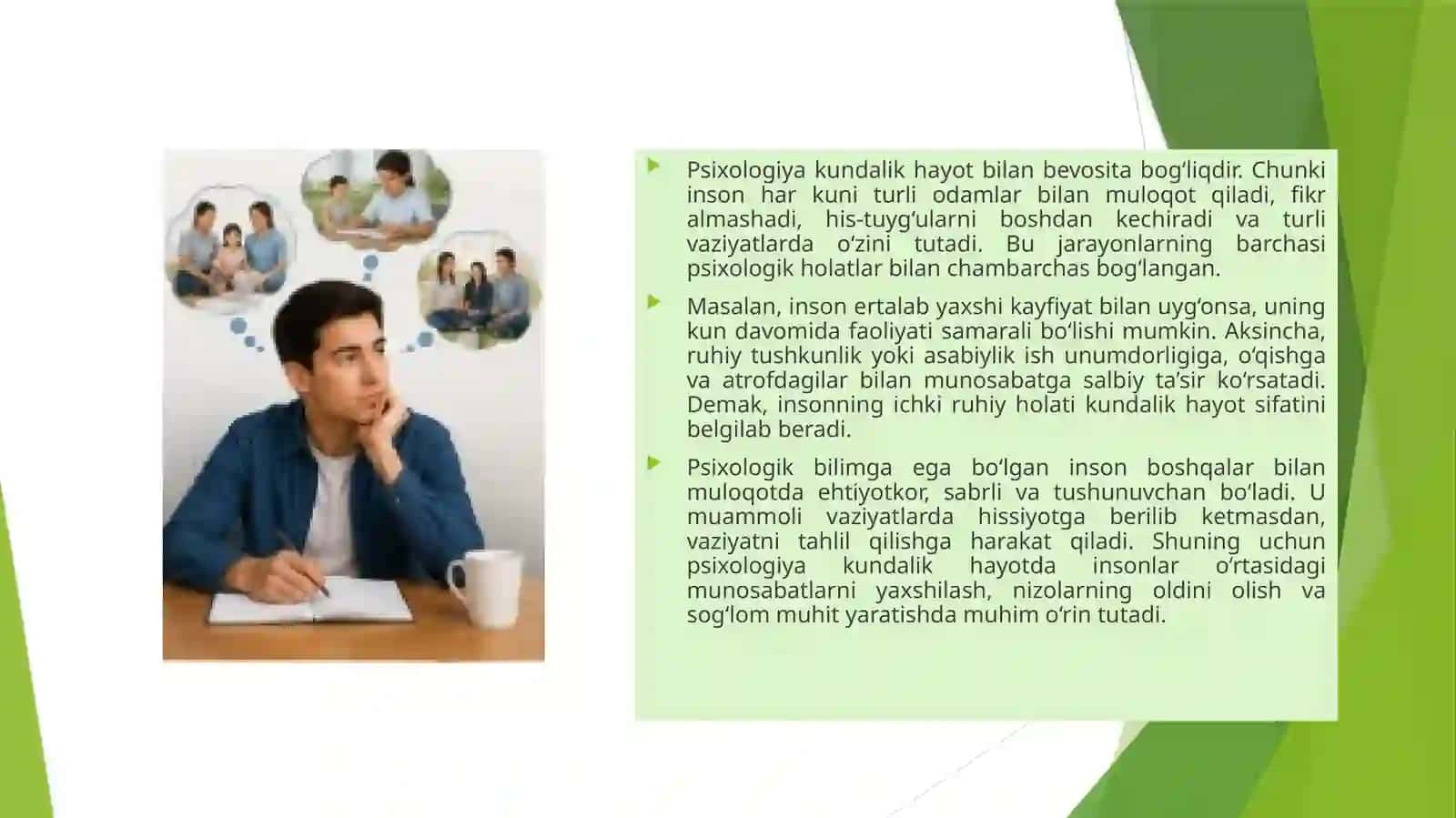 Psixologiyaning kundalik hayotdagi o'rni 3
