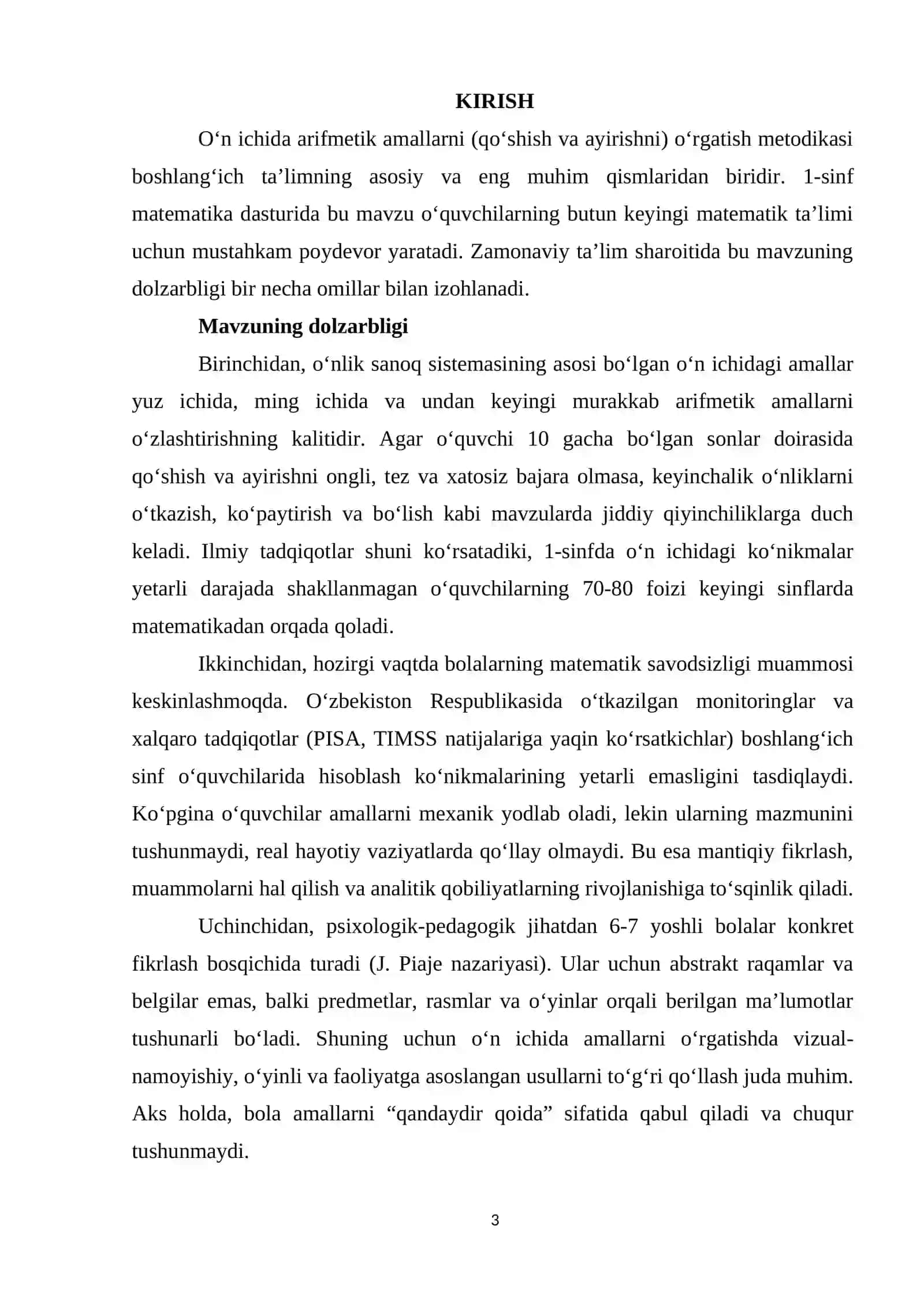 O‘n ichida arifmetik amallarni o‘rgatish metodikasi 3