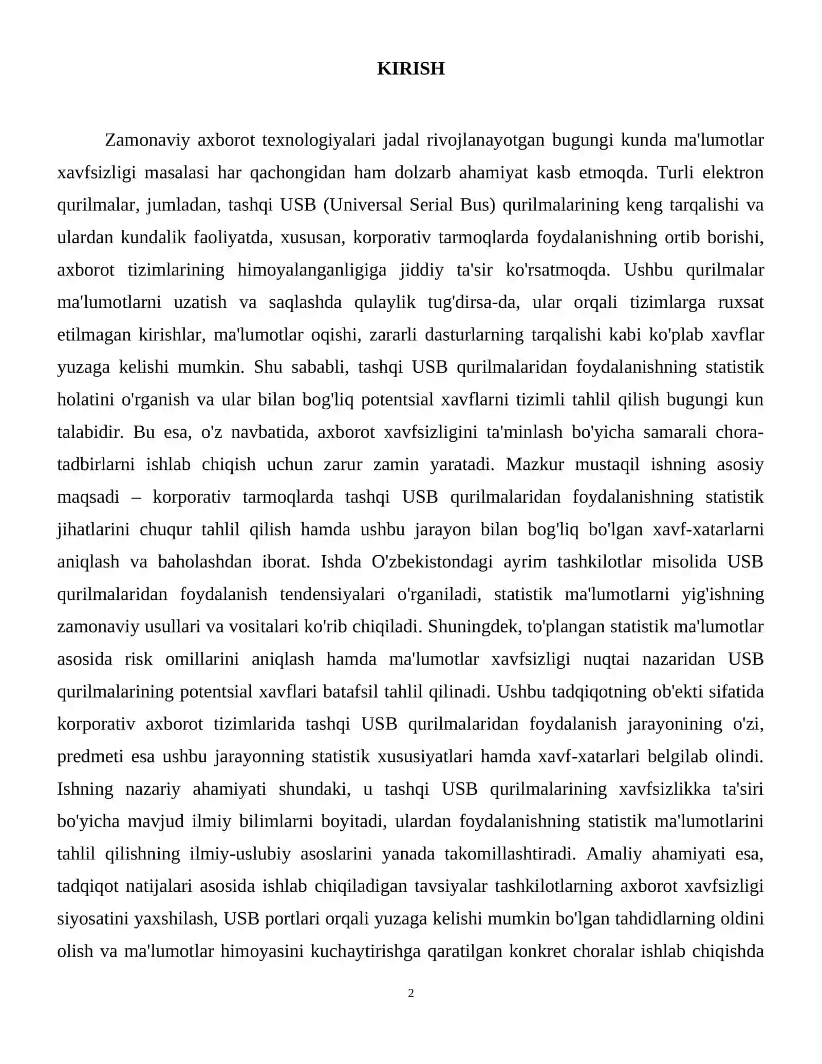 Tashqi USB qurilmalardan foydalanish statistikasi va xavfini tahlil qilish 3