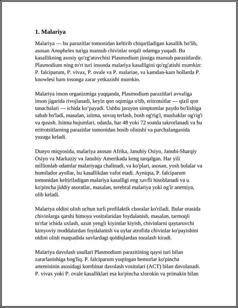 PARAZITLAR KELTIRIB CHIQARADIGAN KASALLIK 3