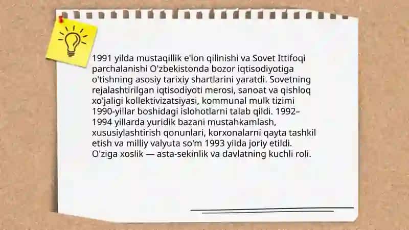 Bozor iqtisodiyotiga otish davri va O'zbekistondagi xususiyatlari 3