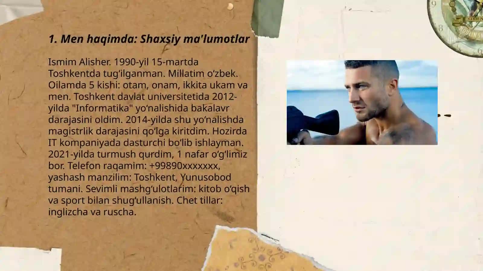 Men haqimda: Shaxsiy ma'lumotlar 3