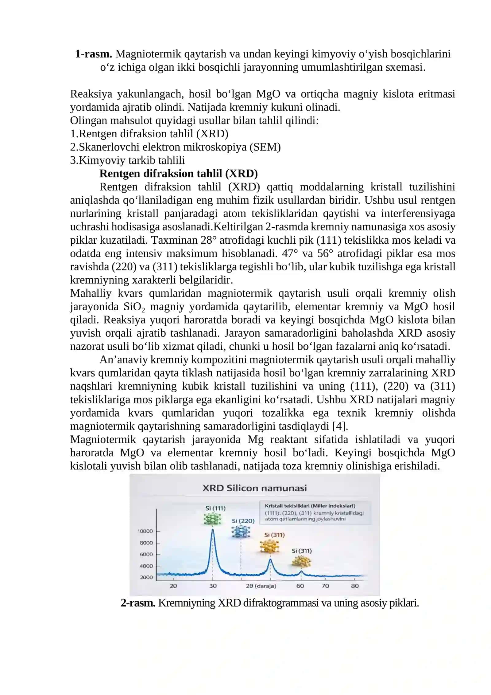 MAGNIOTERMIK QAYTARISH USULI ORQALI MAHALLIY KVARS QUMLARIDAN TEXNIK KREMNIY OLISH TEXNOLOGIYASI 3