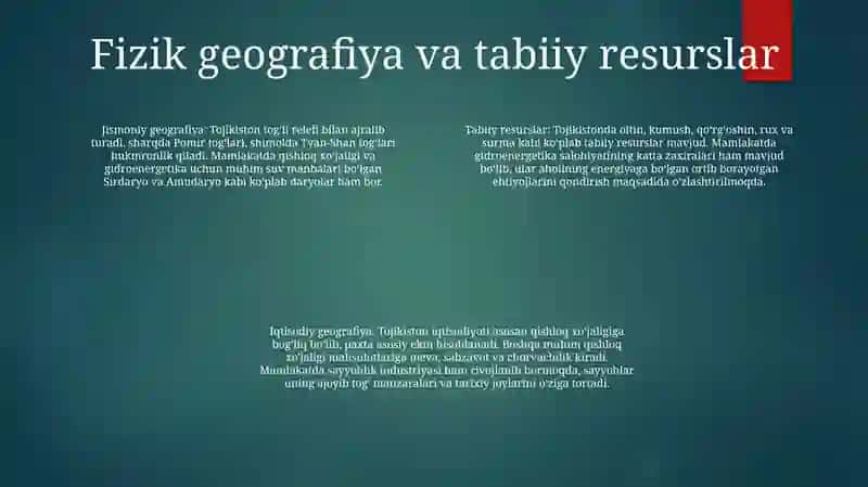 Tojikiston Davlatining Geografiyasi Iqtisodiyoti Va Mashxur Brendlari Va Markeying Siyosati 3