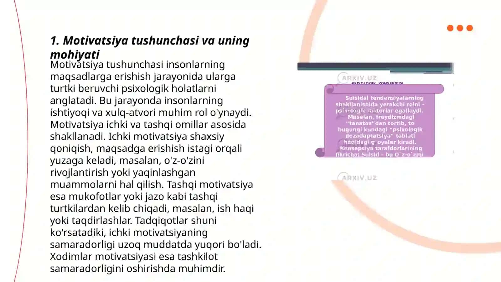 Xulq-atvor va faoliyat motivatsiyalari 3