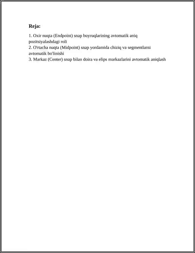 AUTOCAD DASTURINING GRAFIK AMALLARINI AVTOMATIK ANIQ BAJARISH IMKONIYATLARI 3