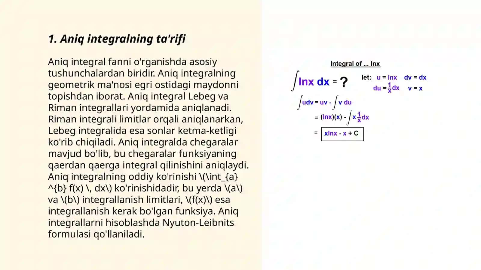 Aniq integral (Riman integrali) ta’riflari 3