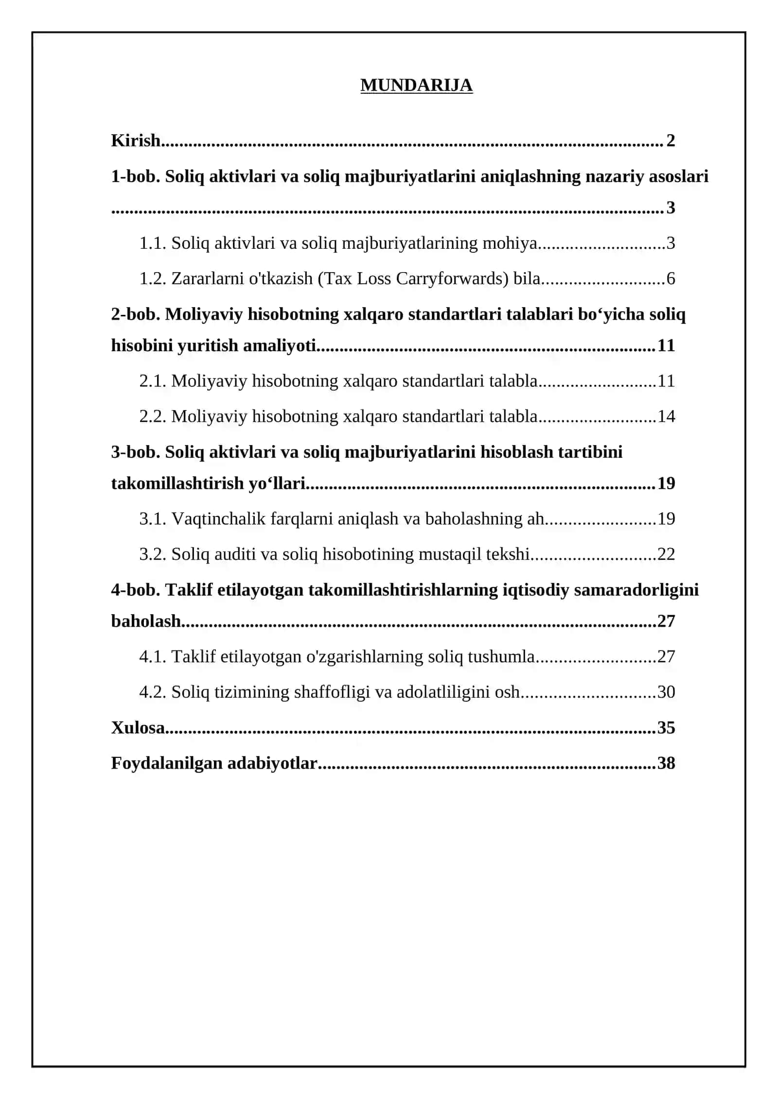 Mavzu: Moliyaviy hisobotning xalqaro standartlari talablari boʻyicha soliq aktivlari va soliq majburiyatlarini hisoblash tartibini takomillashtirish 3
