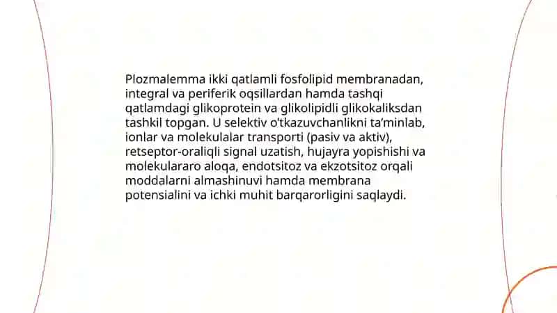 Plozmalemma va biologik membranalar tuzilishi 3