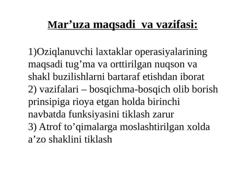OZIQLANUVCHI OYOQCHALI LAXTAKLAR YORDAMIDA PLASTIKA QILISH 3