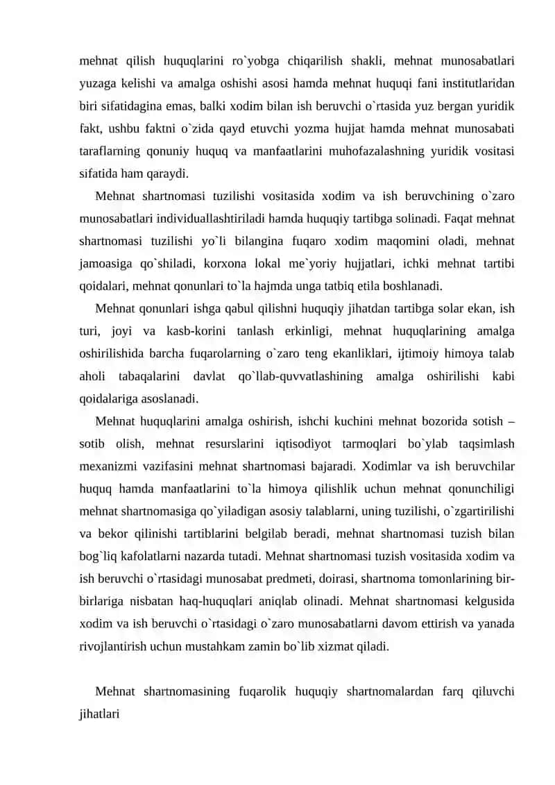 Mehnat Shartnomasi Tushunchasi va Turlari 3