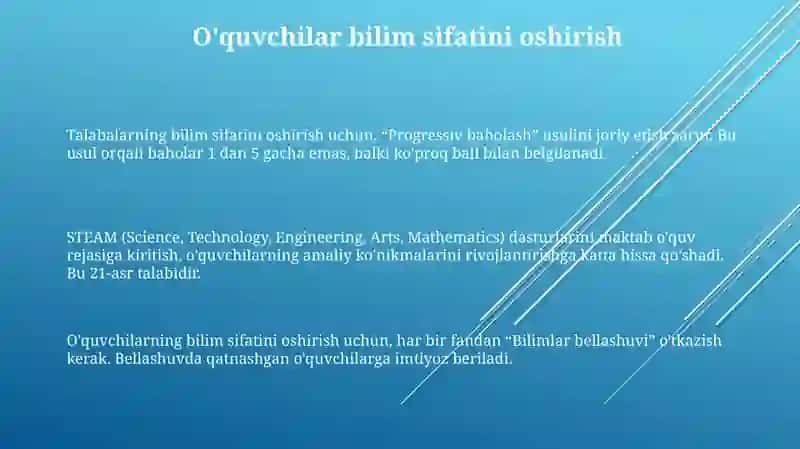 O'quvchilar bilim sifatini oshirish va sinf va sinfda intizomni mustahkamlash 3