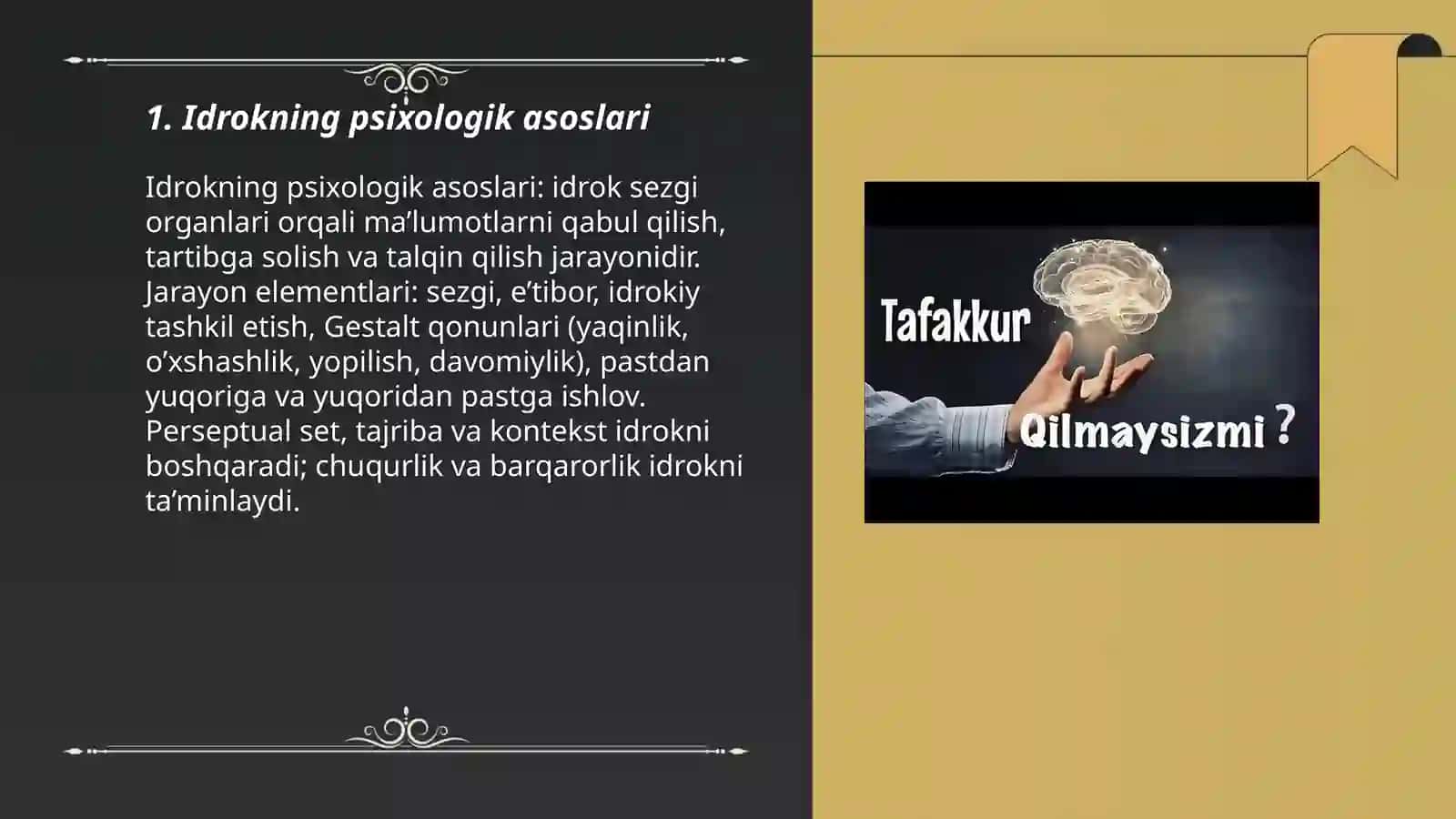 Idrok, xotira, hayol, tafakkur, intelekt va kreativlik 3