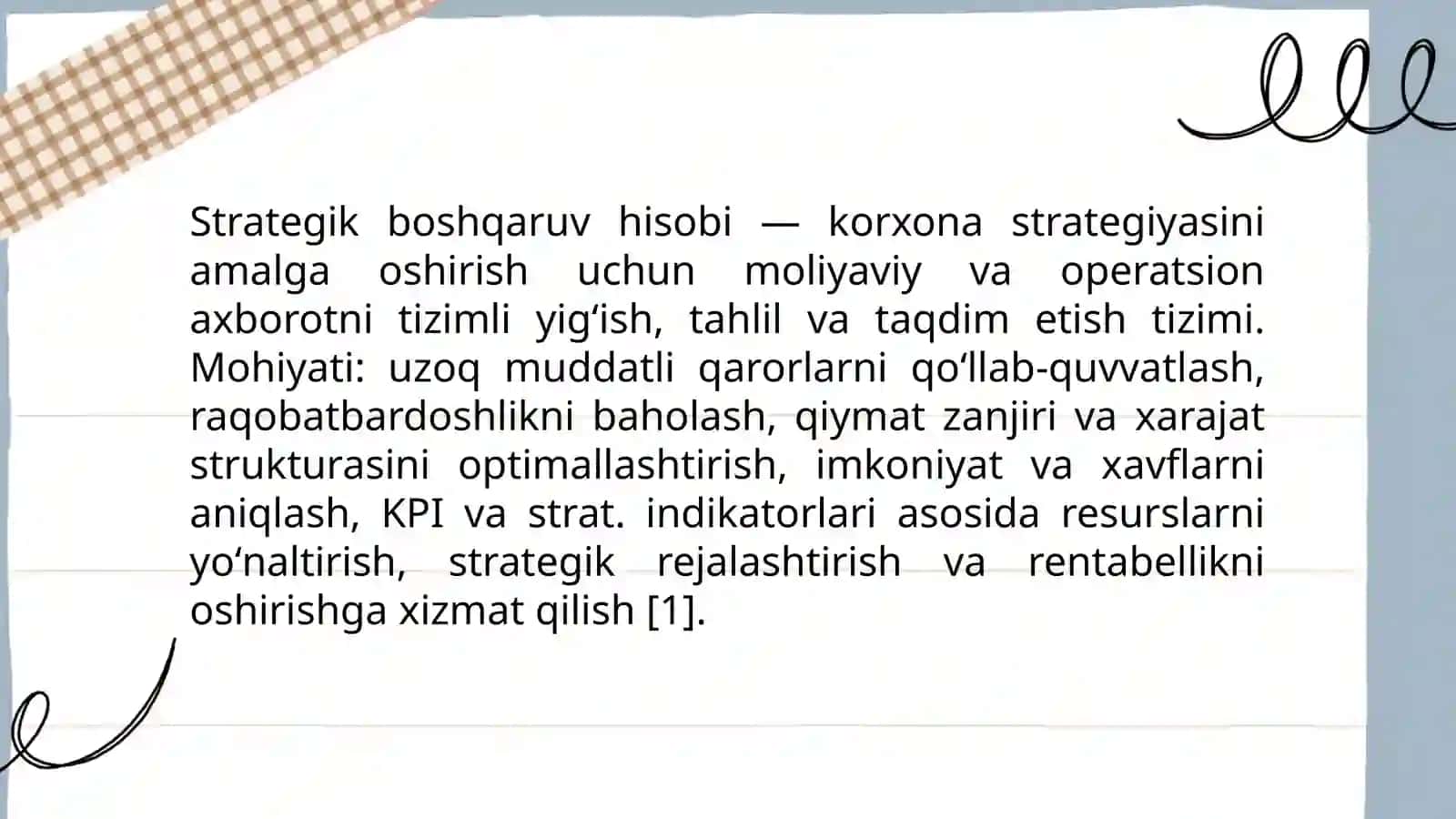 STRATEGIK BOSHQARUV HISOBINING MOHIYATI, PREDMETI VA VAZIFALARI 3
