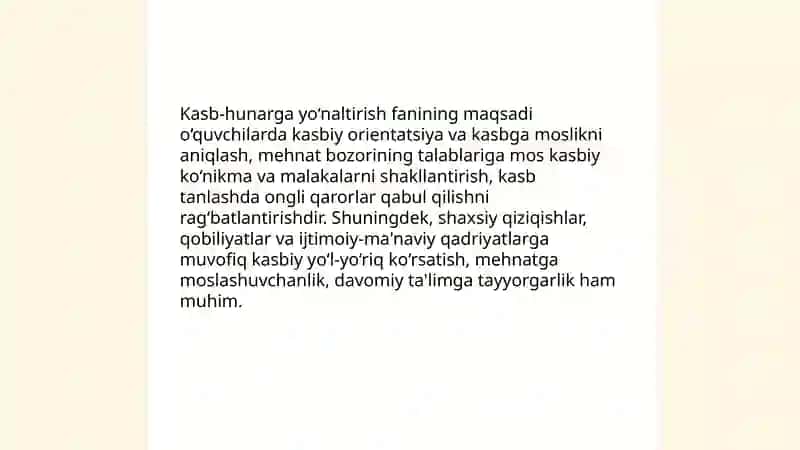 Kasb-hunarga yo‘naltirish fanining maqsad va vazifalari 3