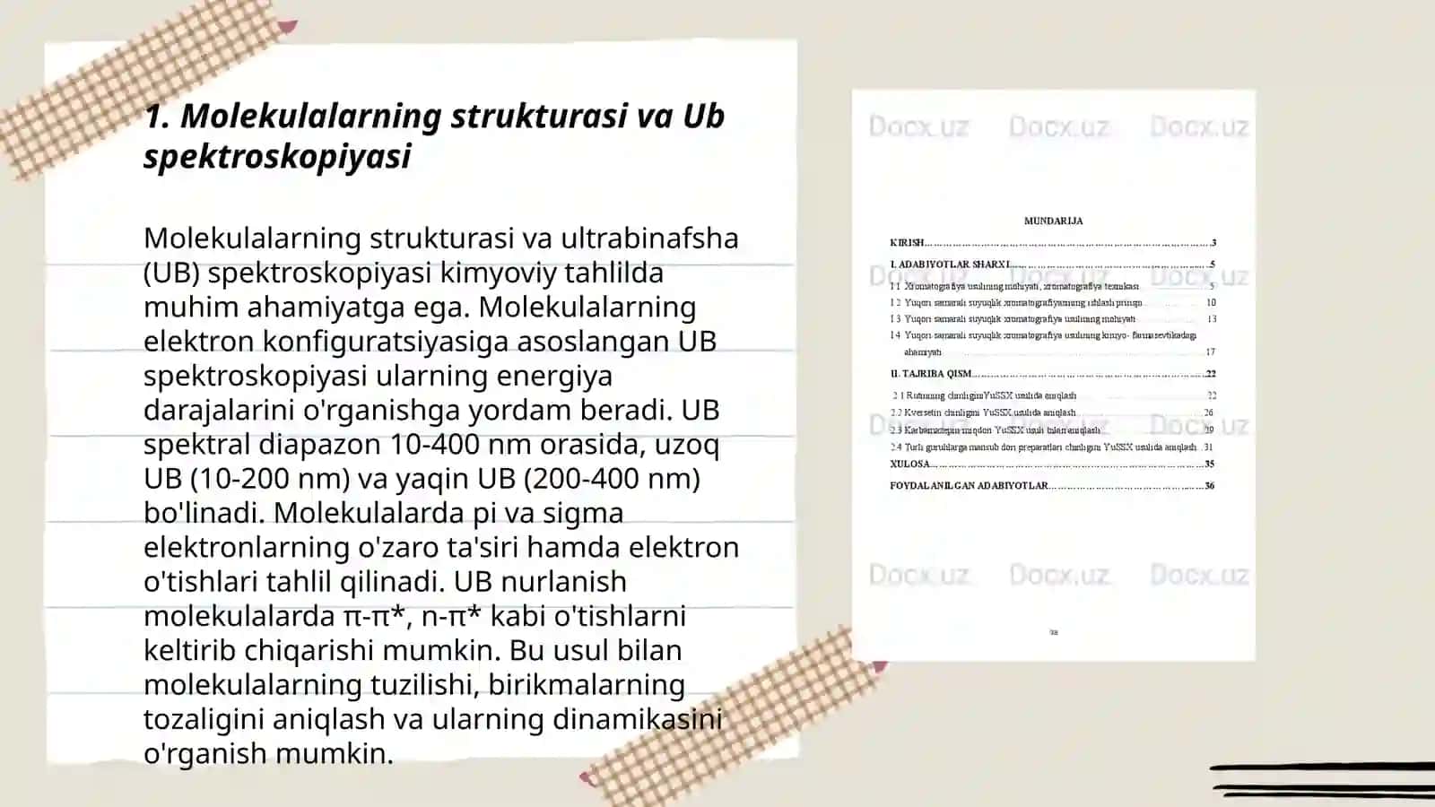 Moddalar tuzilishini aniqlashda Ub,Iq,yamr,va mass spektroskopiyasini birgalikda ishlatish 3