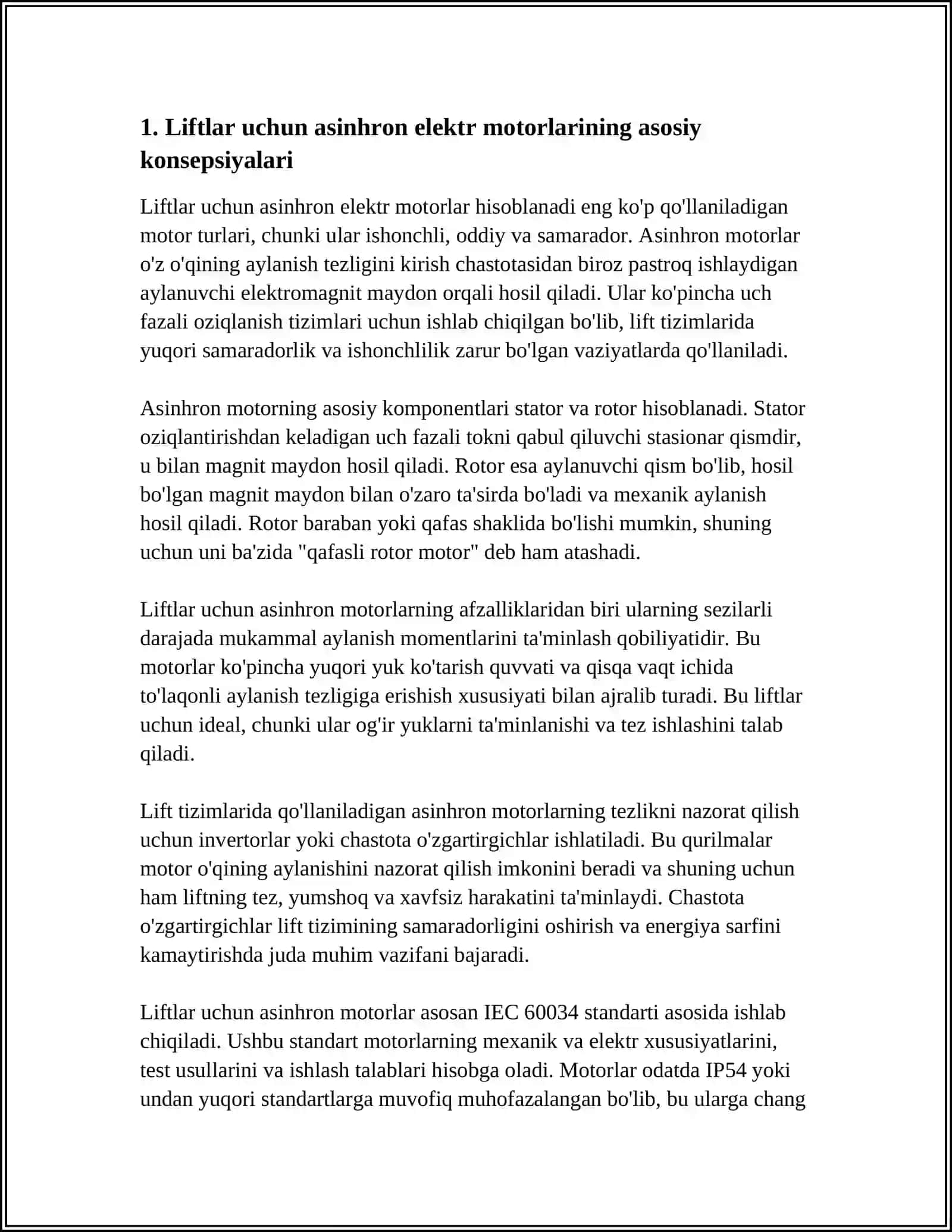 HA KO‘P QAVATLI BINOLARDAGI LIFTLARNING ASINXRON ELEKTR MOTORINI UCH O‘LCHAMDAGI MODELINI YARATISH 3