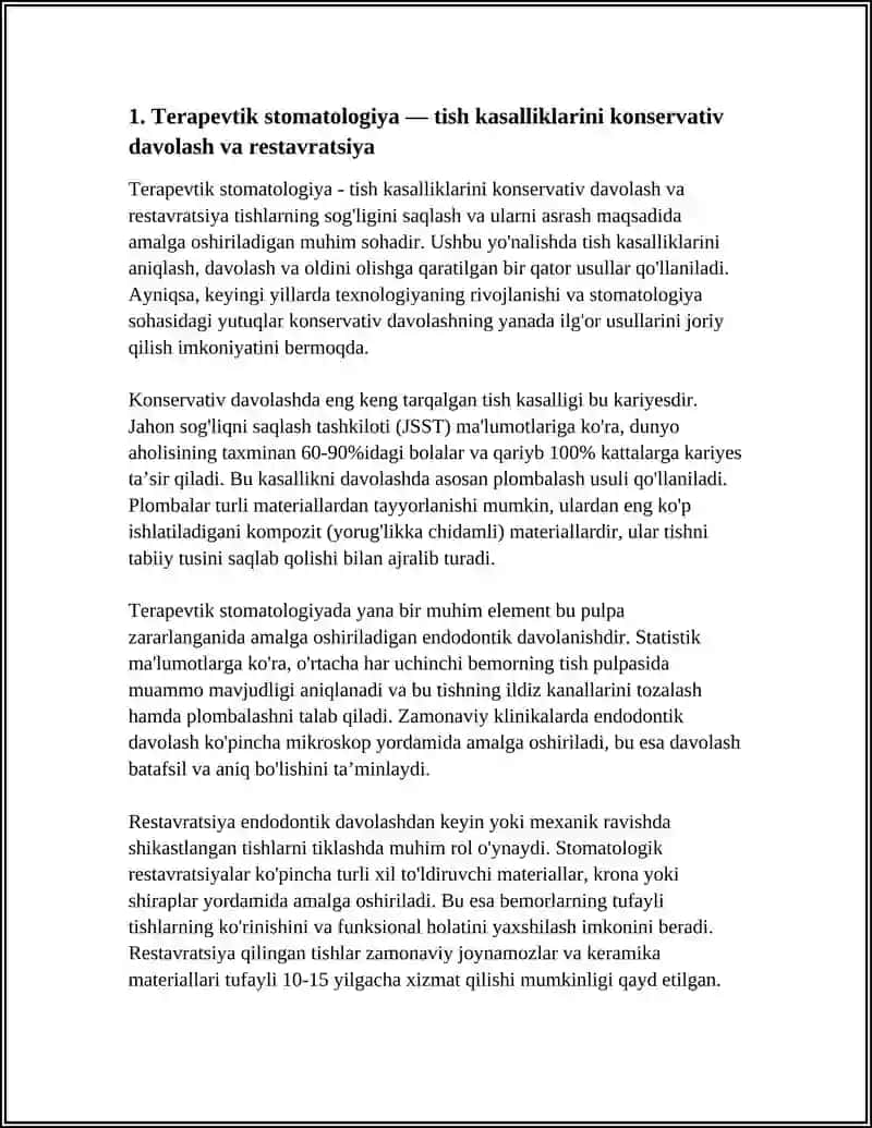 STOMATOLOGIYANING ASOSIY YONALISHLARI VA ULARNING TIBBIY AMALYOTDAGI ORNI 3