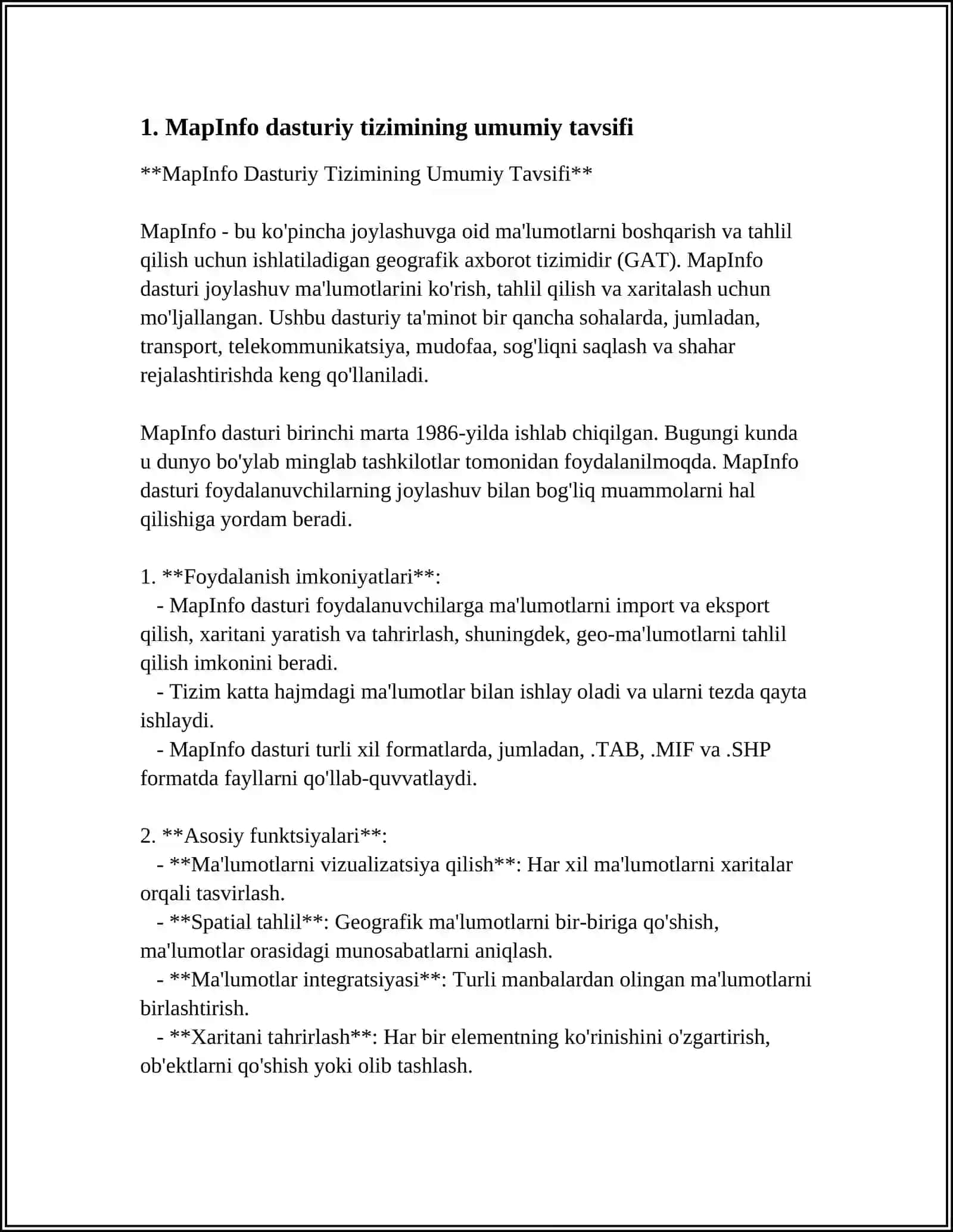MAPINFO DASTURIY TIZIMI 3