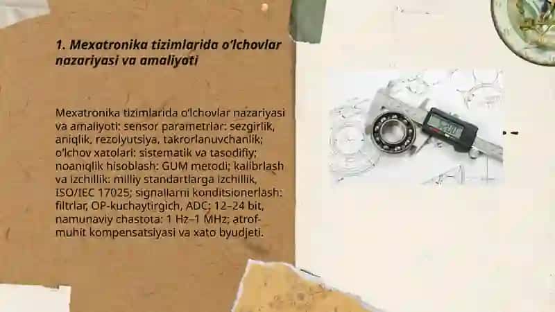 Mexatronika tizimlarida o‘lchovlar nazariyasi va amaliyoti 3
