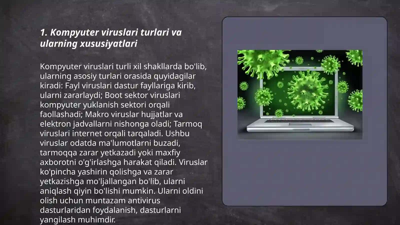 Kompyuterni viruslardan himoyalash. Antivirus dasturlaridan foydalanish 3