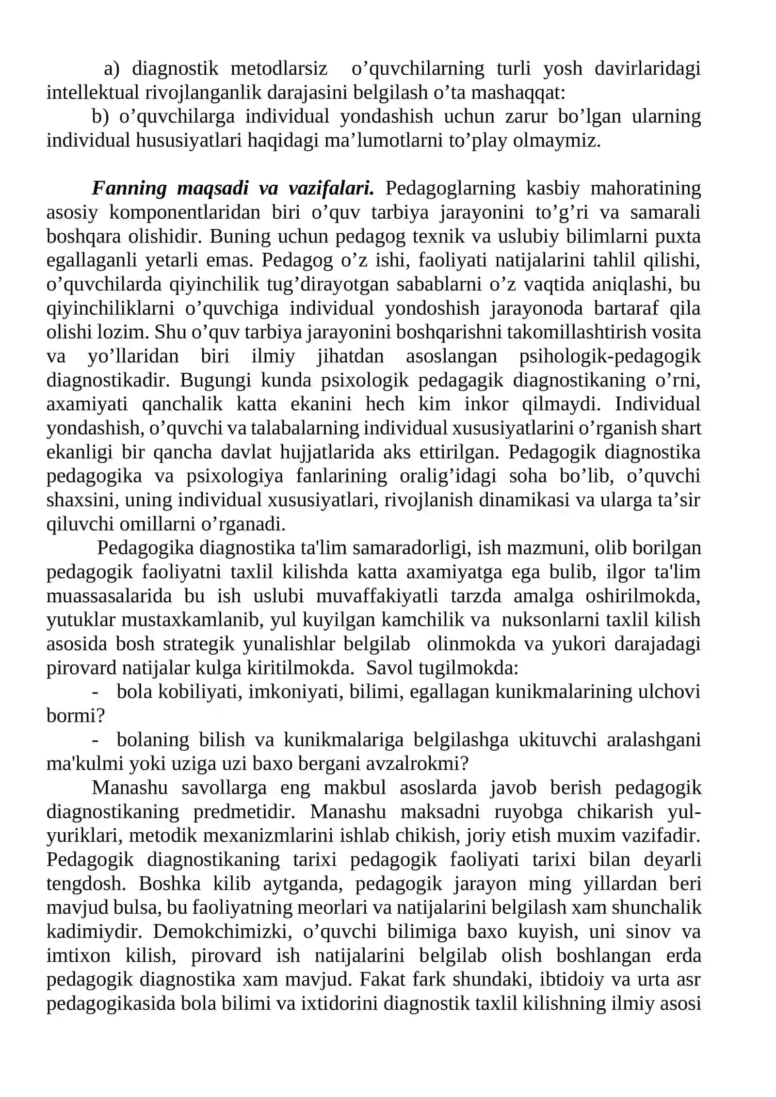 Pedagogik diagnostika fanining mazmun-mohiyati, maqsadi va vazifalari 3
