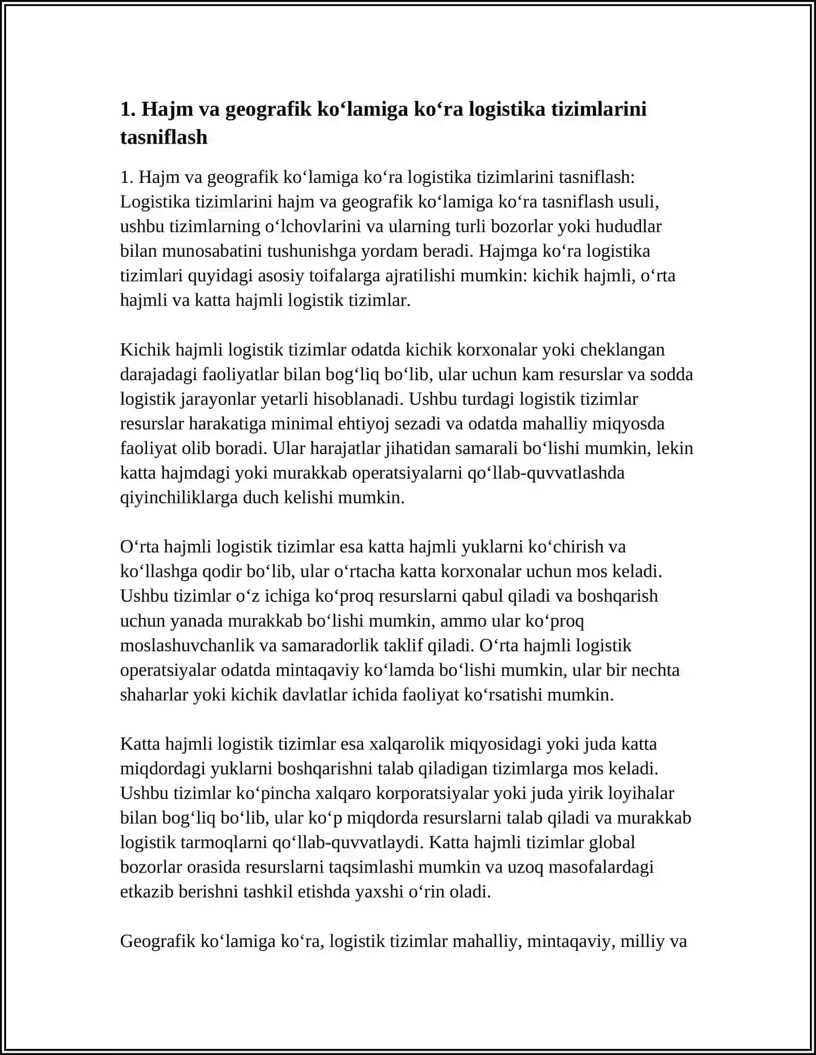 LOGISTIKA TIZIMLARINING TASNIFLANISHI 3