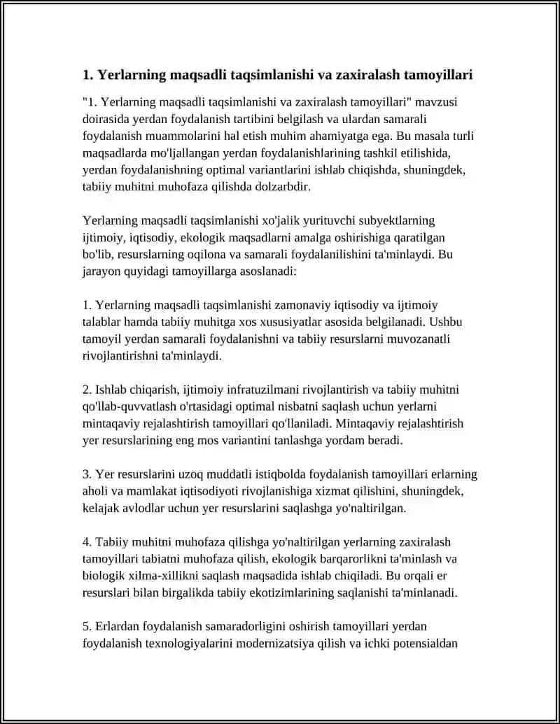 TURLI MAQSADLARDA MULJALLANGAN YERDAN FOYDALANISHLARINI TASHKIL ETISH YERLARDAN VA TABIIY MUXITNI MUHOFAZA QILISH 3