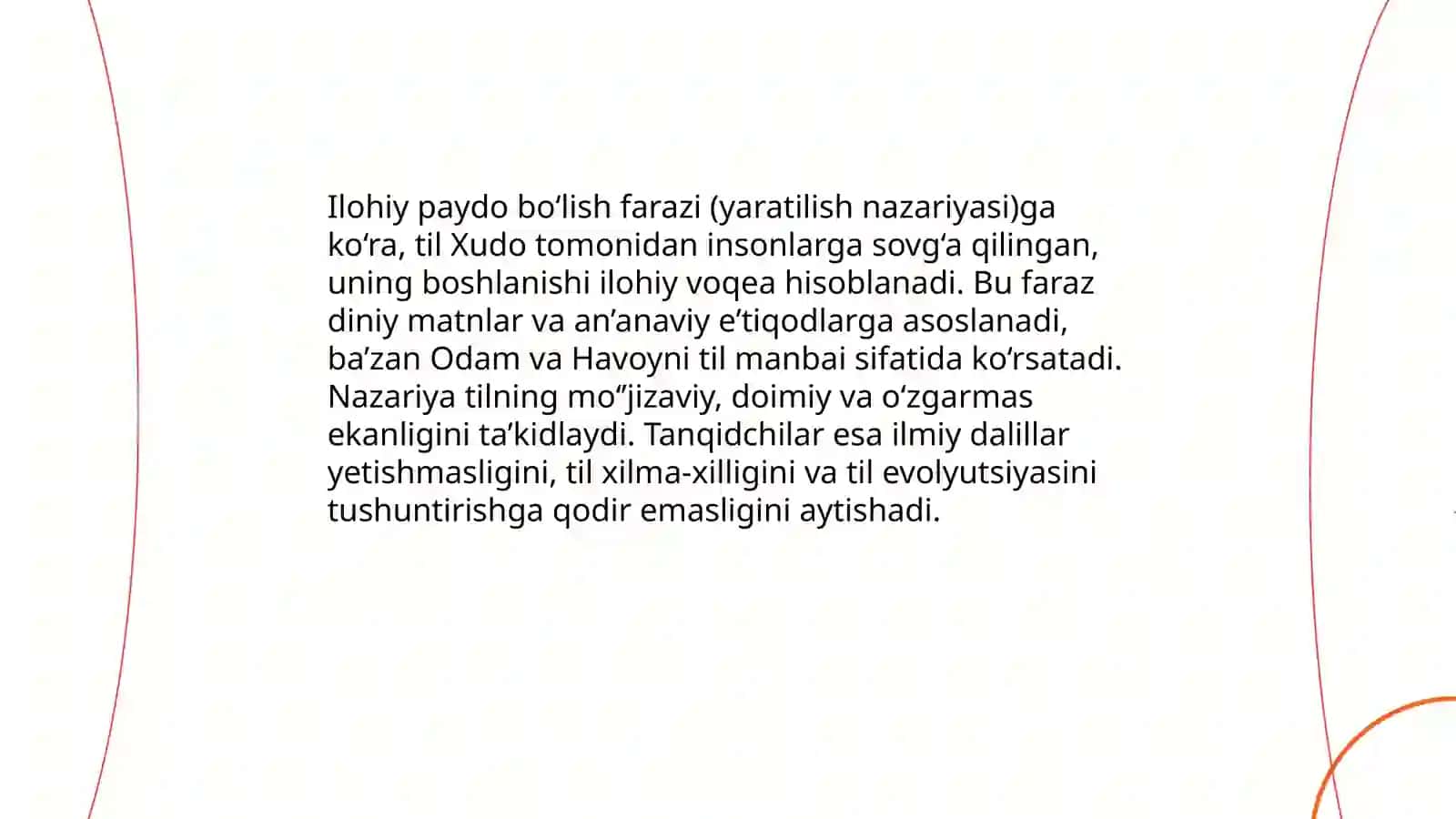 Tilning paydo bo'lishi haqidagi asosiy farazlar 3