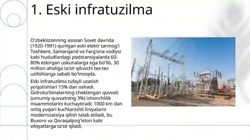 O'zbekistonning elektr ta'minoti tizimidagi muammolar 3