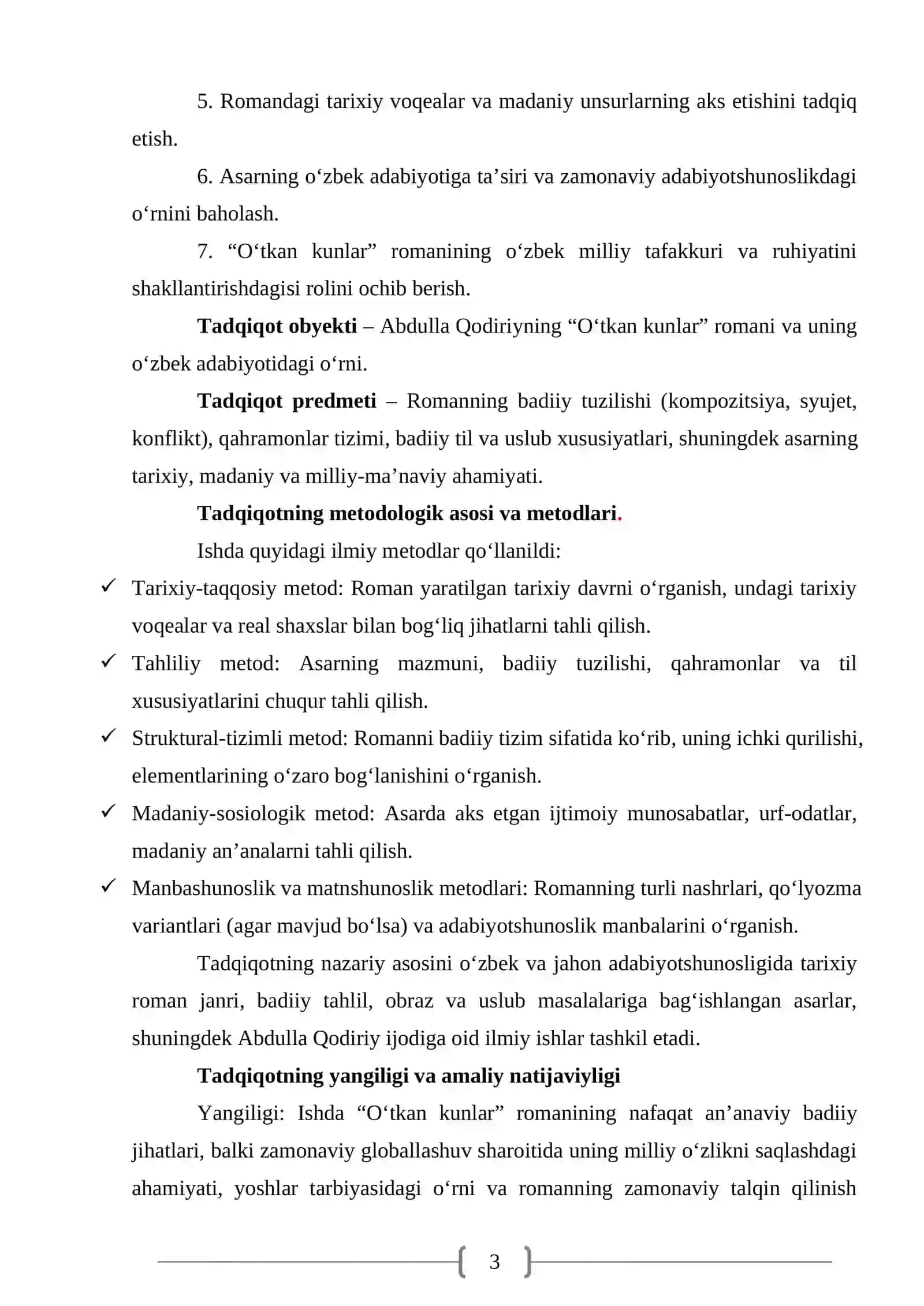 O‘tkan kunlar romani ustida ishlash metodikasi 3