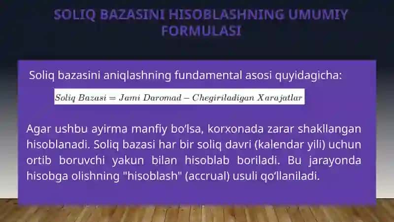 FOYDA SOLIG'I OBYEKTI VA SOLIQ BAZASINING IQTISODIY MOHIYATI 3