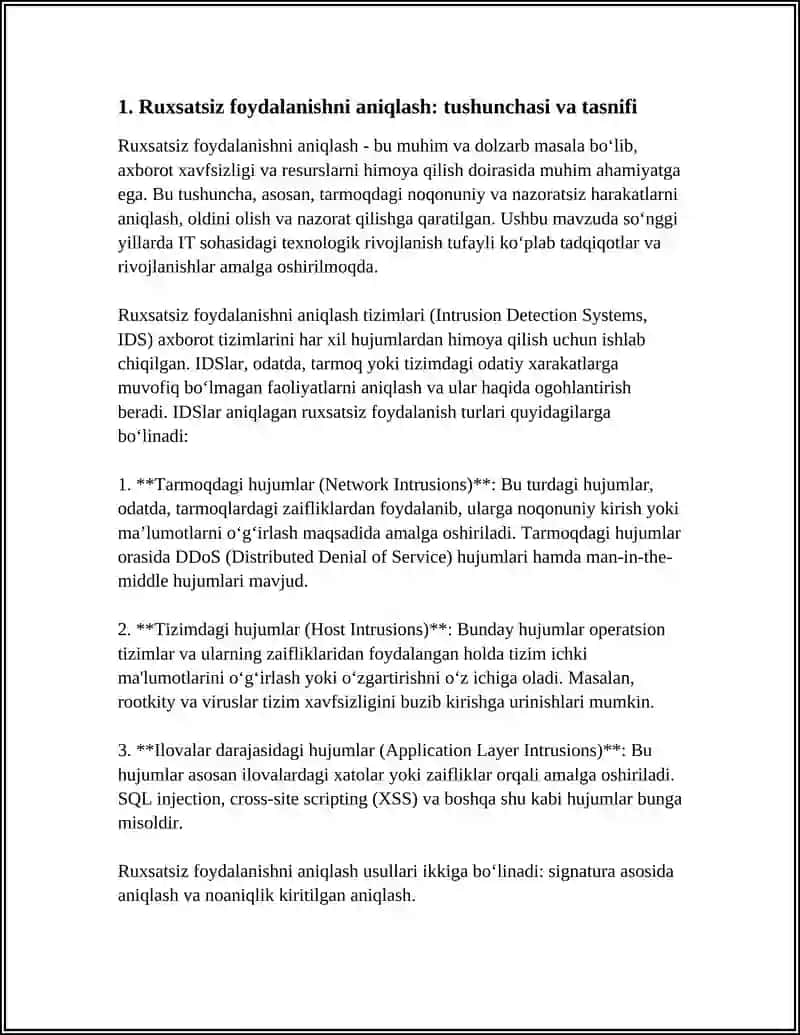AXBOROT TIZIMLARI VA RESURSLARIDAN RUXSATSIZ FOYDALANISHLARNI ANIQLASH METODIKASI 3