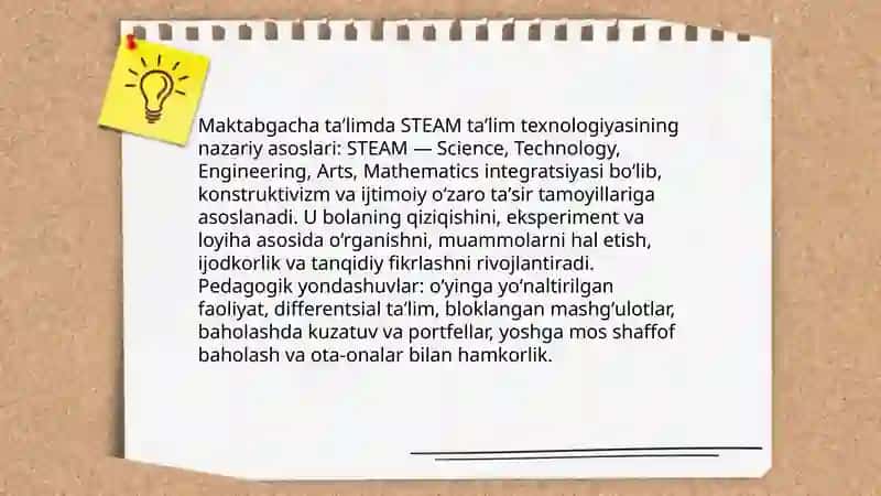 Maktabgacha taʼlimda STEAM taʼlim texnologiyasi fanining umumiy asoslari, predmeti va vazifalari 3