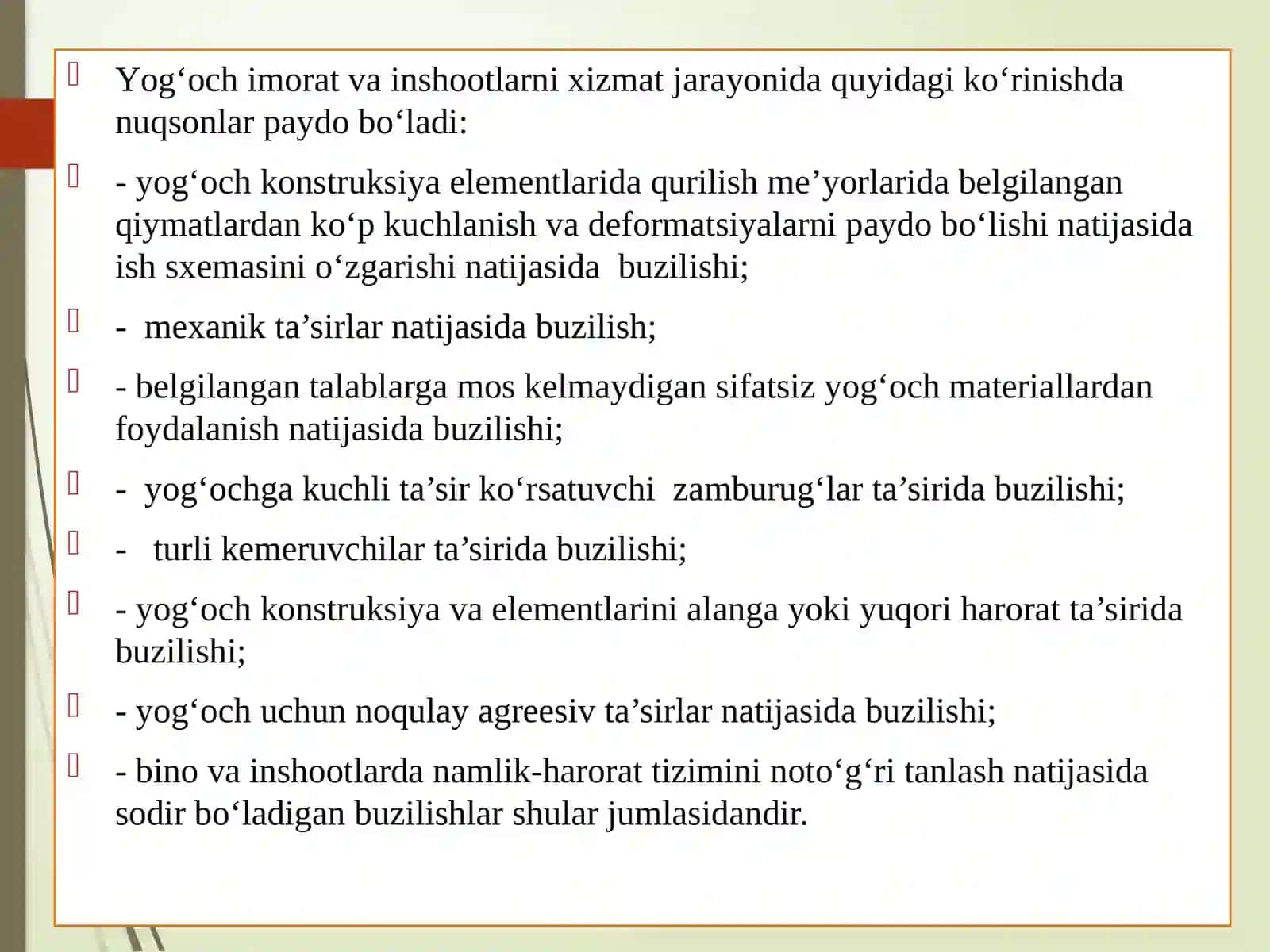 Yog‘och materiallarni turli ta’sirlardan himoyalash usullari 3