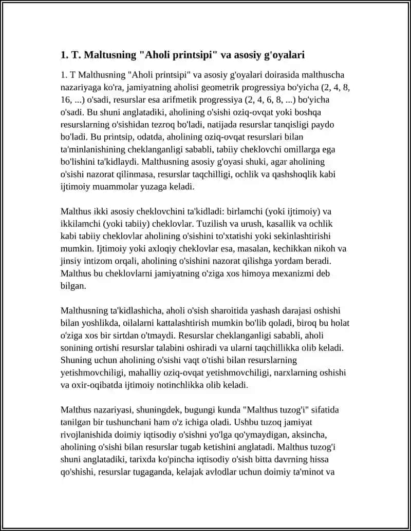 T MALTUS NUFUZ NAZARYASI VA MALTUS TUZOGI 3