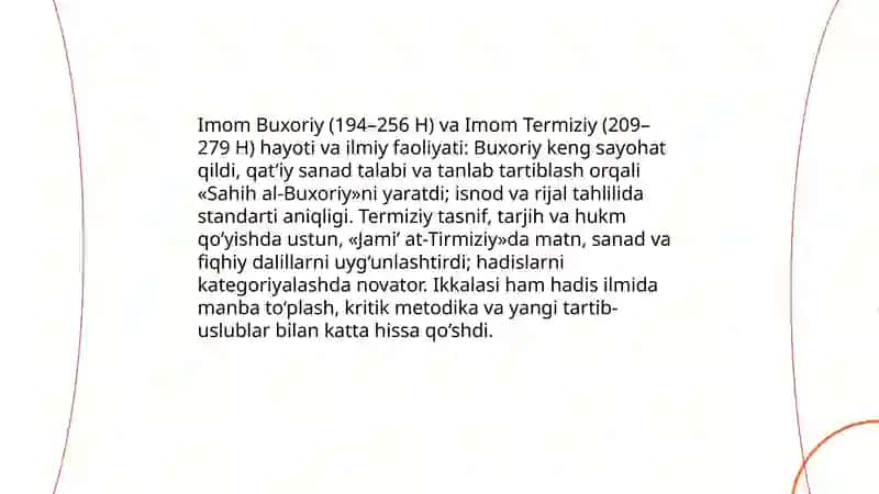 Imom Buxoriy va Imom Termiziyning hadis ilmiga qo‘shgan hissalarini qiyosiy tahlili 3