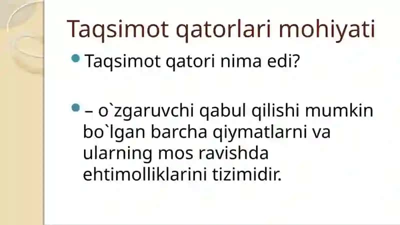 Uzluksiz tasodifiy miqdorlarning iqtisodiy xavflarni baholash 3