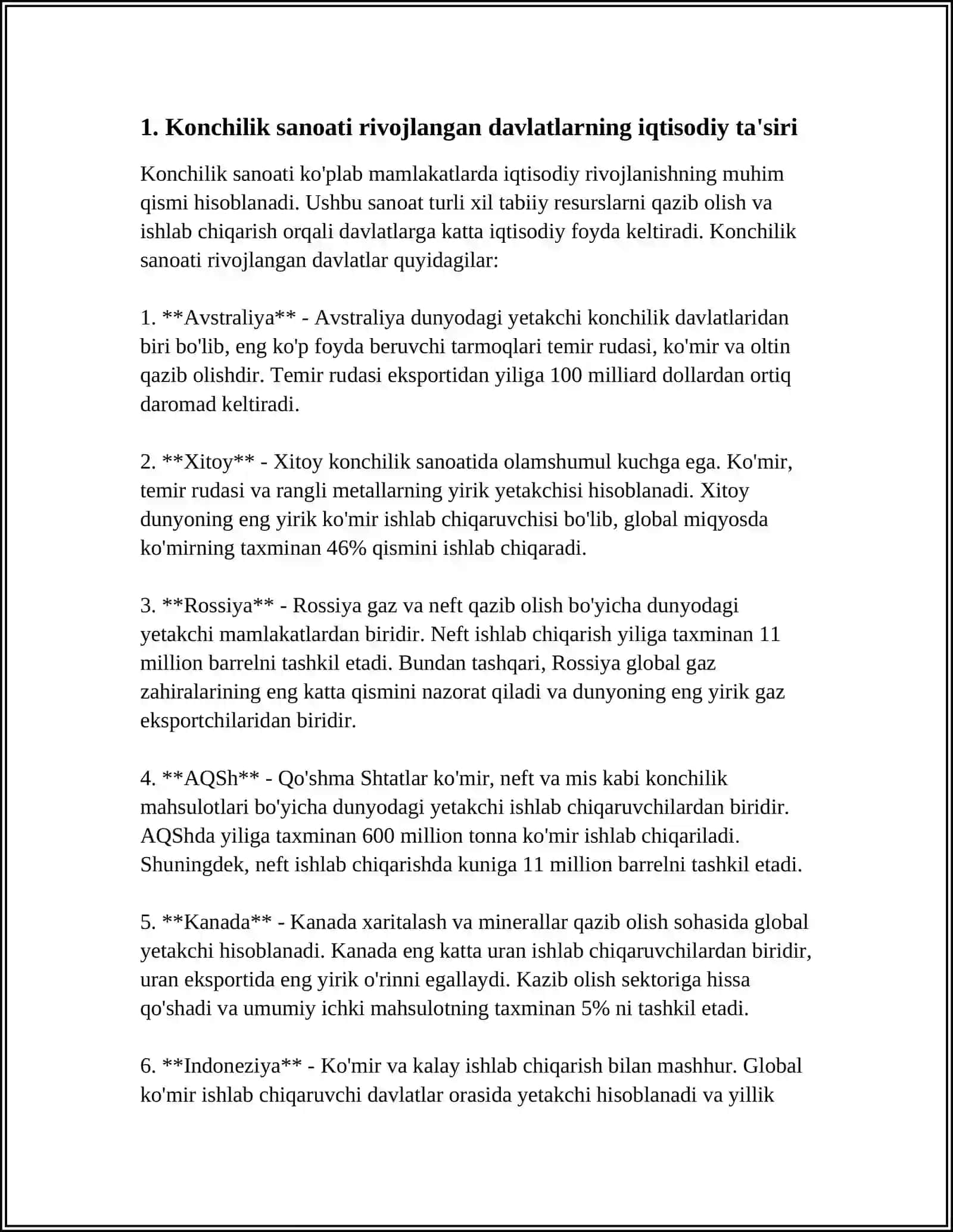 KONCHILIK SANOATI RIVOJLANGAN DAVLATLAR TO'G'RISIDA MA'LUMOT 3