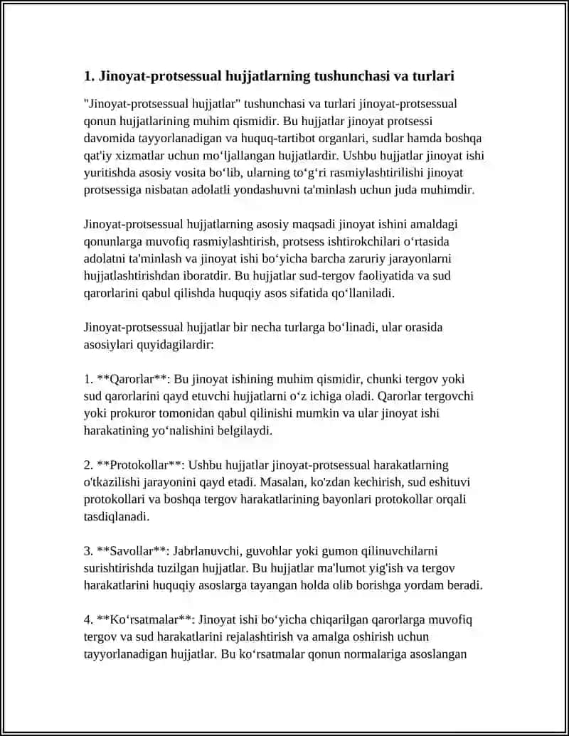 JINOYAT-PROTSESSUAL HUJJATLARI BO’YICHA REFERAT 3