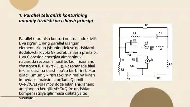 Parallel tebranish konturining xususiyatlari va amaliy qo'llanilishi 3