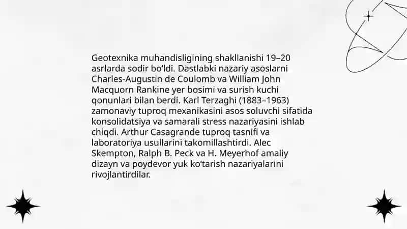 Geotexnika muhandisligi faniga asos solgan allomalar va ularni ishlari 3