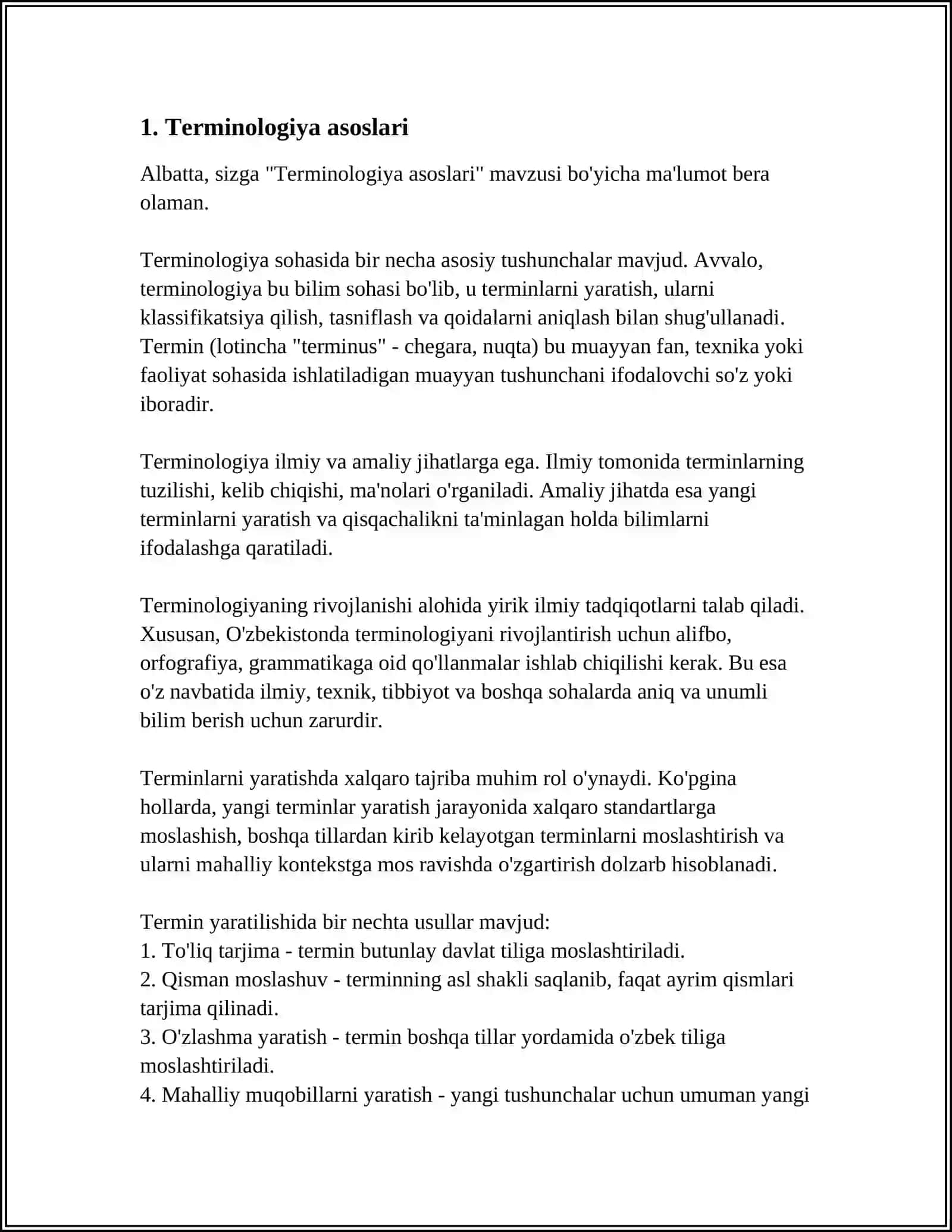 TIL VA TERMINOLOGIYA MUTAXASSISLIK ATAMALARI LUG'ATINI YARATISH 3