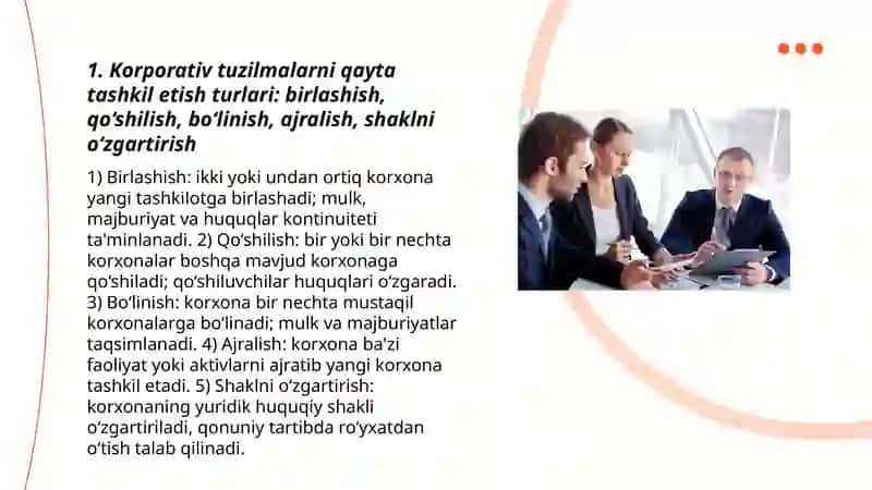 Korporativ tuzilmalarni qayta tashkil etish va tugatish tartibi 3